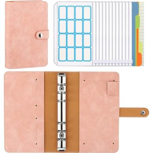 A6 Budget Binder 6-Ring PU Leather Loose-Leaf Notebook Folde Very Suitable for Home School or Work Use