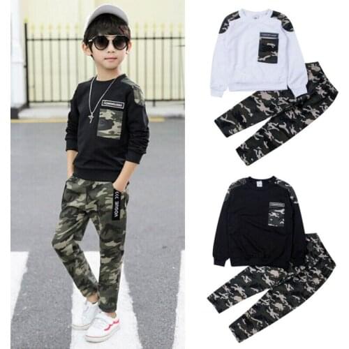 Pudcoco US Stock 2-9 Years Kids Baby Boy Sweatshirt Clothes T-shirt Top Camo Leggings Outfits Sets