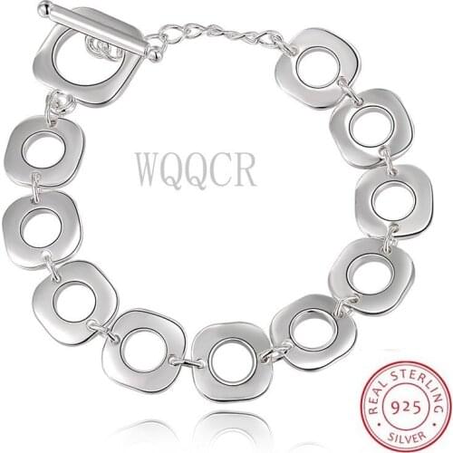 Hot Selling 925 Silver Men And Women Multiple Square Link Bracelet Top Quality Fashion Jewelry Holiday Gift