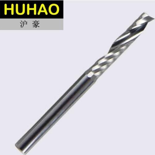 HUHAO 3.175mm SHK Carbide CNC Router Bitsone Flutes Spiral End Mills Single Flutes Milling Cutter Spiral PVC Cutter
