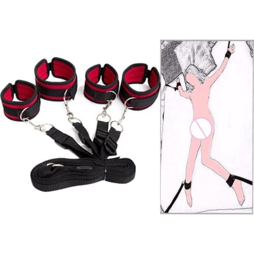 Letter Printing Couple Bed Bundled Toys Adult Products Female Hand And Foot Combination Straps Bed Restraint With Bed Straps