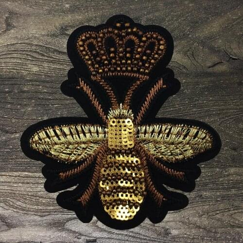 2Pcs High Quality Embroidery Beaded Sequin Patches Bee Badges for Sewing Clothes Decoration Backpack Shoe Applique Accessories