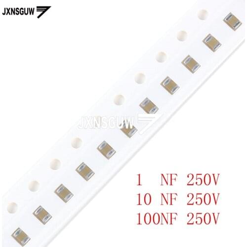 100PCS Chip capacitors 0805 10% 250V 1NF 10NF 100NF 102PF 103PF 104PF