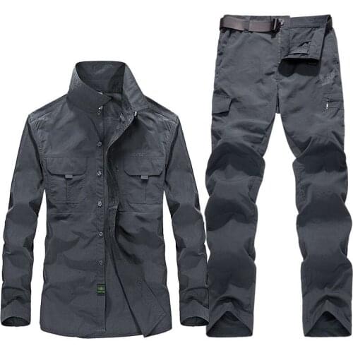 Spring Summer New Mens Quick-drying Trousers Large Size Outdoor Quick-drying Waterproof Shirt Trousers Suit Mens Overalls Suit