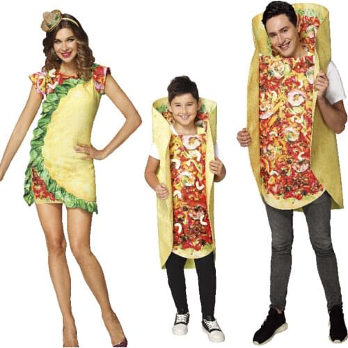 Halloween Costumes For Women Kids Parent-Child Party Funny Dress Adult Food Mexican Roll Stage Outfits Cosplay Costume SL2594