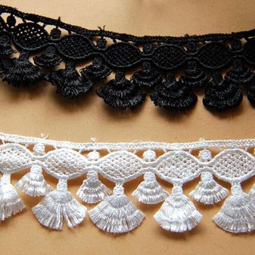 Fringe Lace Polyester Embroidery Lace Appliques Black And White Scalloped Lace Sewing Garment Accessories 4.5cm