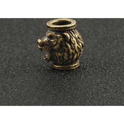Animal Brass Knife Beads Copper Growling Bear Paracord Beads Bracelet Car DIY Bear Umbrella Rope Bead
