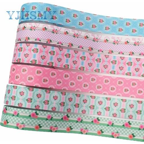 YJHSMY I-191227-2841,25mm 10yards Spring Flowers Thermal transfer Printed grosgrain Ribbons,bow cap DIY accessories decorations