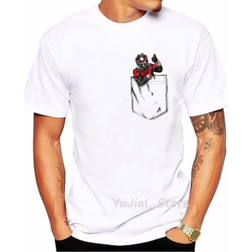 MenS Clothing Cool Robot Pocket Print T-Shirt Homme Harajuku Shirt Summer Tops White Short Sleeve Tshirt Hombre Harajuku Shirt