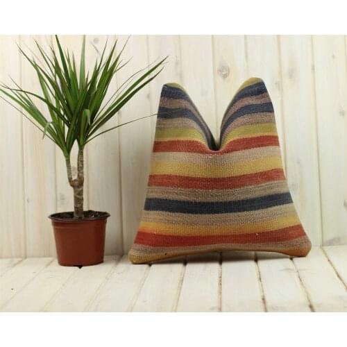 Handmade Kilim Pillow Cases Hand Woven Turkish Anatolian Traditional Motifs Cushion Cover Vintage Home Decorative Zip Carpet