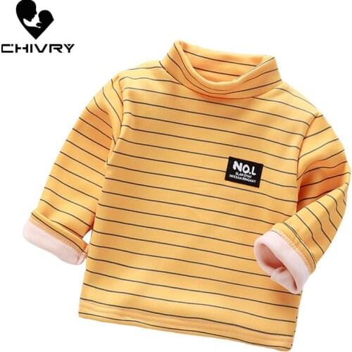 New 2020 Autumn Winter Boys Girls Kids Striped Print T Shirt Tops Children Baby Long Sleeve O-neck Cotton Warm T-shirts