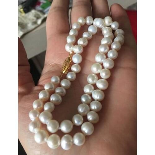 6-7mm Real Natural White Freshwater Akoya Cultured Pearl Necklace 17" (42cm)) 14K