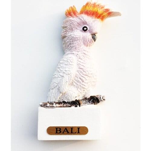 Indonesia Bali travel commemorative decoration crafts Three-dimensional tropical white parrot magnetic refrigerator magnet