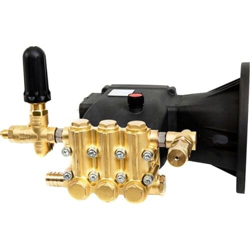 PC-1040 high pressure washer brass triplex plunger pump 200-500bar 7250PSI 23-40L/min 10.5GPM 13-15KW 1400RPM motor shaft drive