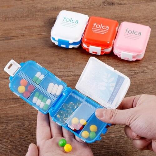 Portable Foldable Pill Vitamin Storage Box Travel Medicine Storage Case Drug Dispensing Container 8 Slots Moistureproof Pill Box