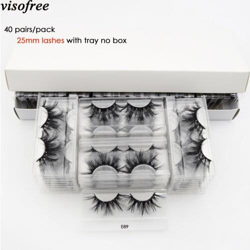 Visofree 40 Pairs/pack 25mm Lashes 3D Mink Lashes Makeup 25mm Mink Lashes Wholesale Fake Eyelashes Dramatic Eyelashes Reusable