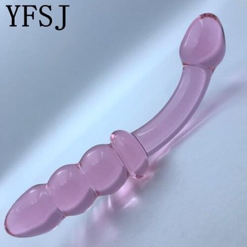 Pink Purple Sex Toys Thread Double-headed Penis Adult Crystal Rod
