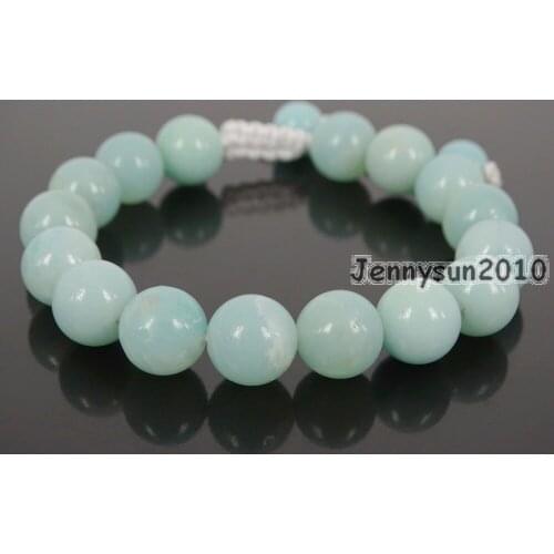 Handmade 10mm Adjustable Natural Amazonite Gems Stone Round Beads Bracelet Healing Reiki 5 Strands/Pack