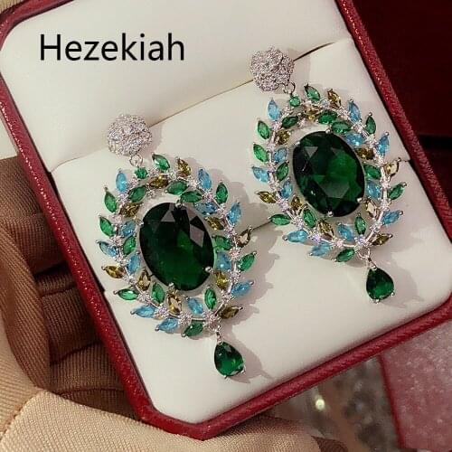 Hezekiah needle Earrings Free shipping Personality green Womens Earrings Dance party Superior quality Earrings female