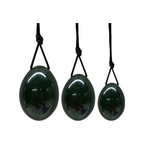 Natural Nephrite Jade Drilled Yoni Eggs Ben Wa Ball Women Kegel Exercise Pelvic Floor Muscle Tightening Vaginal Ball Massage Set