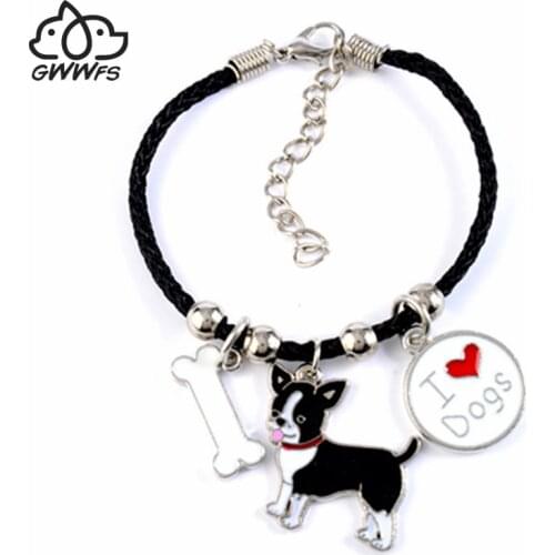Cute Chihuahua charm bracelets pet dog charm Hand catenary Bone love pendant accessories DIY love dog gifts