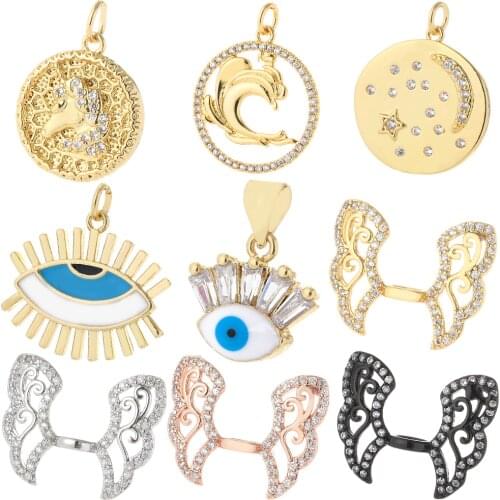 Evil Blue Eye Cute Earring Charms Butterfly Sea Designer Necklace Charms for Jewelry Making Supplies Diy Pendant Copper Resin