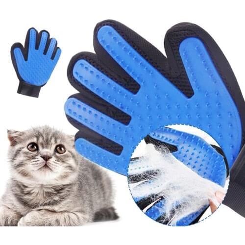 Blue Pet Grooming Glove Hair Trimmer Remover Cat Grooming Brush Massager Comb Cleaning Cat Brush Glove for Cats Dogs Accessories