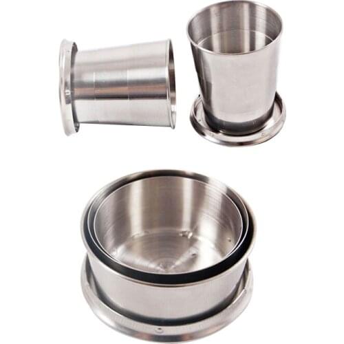 60ML/150ML/250ML Folding Cup Outdoor Travel Stainless Steel Portable Retractable Metal Wine Cup Mini Glass Telescopic Folded Mug