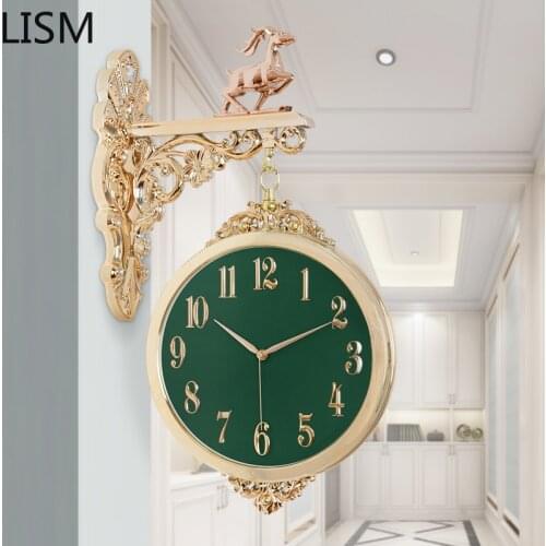 Modern Design Nordic Wall Clock Deer Flip Clock Double-sided Wall Clock Light Luxury Living Room Creative Clock Duvar Saati