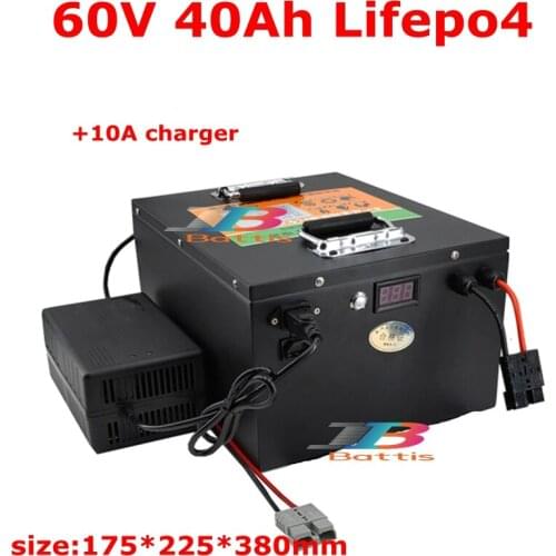 Steel case Lifepo4 battery pack 60v 40ah +10A Aluminum Charger for 60V 3000W propeller Electric Cleaning car Tricycle Tractor