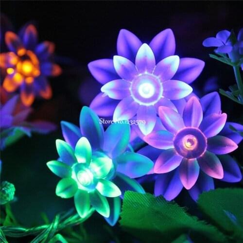20M 200LEDs 9 Colors Lotus LED String Lights Lovers Day Holiday EventsHolidays Garland Decor. Flowers 110V 220V US EU UK AU
