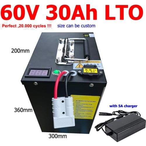 Waterproof LTO 60V 30AH Lithium titanate battery BMS 60V LTO for 8000W Forklift bike scooter bicycle bakfiets AVG +5A charger