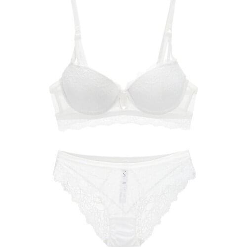 Woman sexy French temptation, luxury lace gathered, sponge top, thin bottom thick sexy comfortable breathable bra set WT079