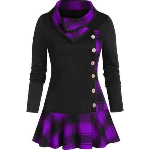 5XLPlus Size Womens Tunic Shirt Button Long Sleeve Womens Clothing Pachwork Pliad Tops Blouses Woman 2020 blusas de mujer