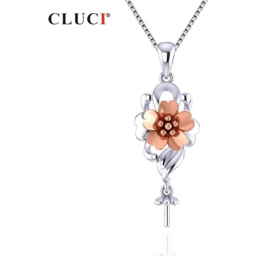CLUCI Real Silver 925 Flower Pendant for Women Necklace Jewelry Making Simple Sterling Silver Flower Charms Pendant SP333SB