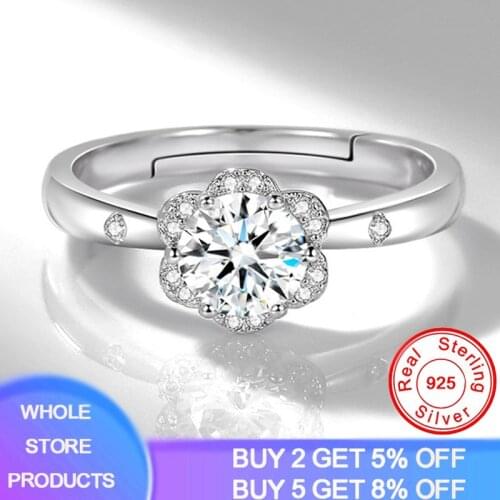 6 Styles To Choose Exquisite Wedding Ring Original Handmade Rings for Women Sona Diamond Adjustable Open Ring Silver 925 Jewelry