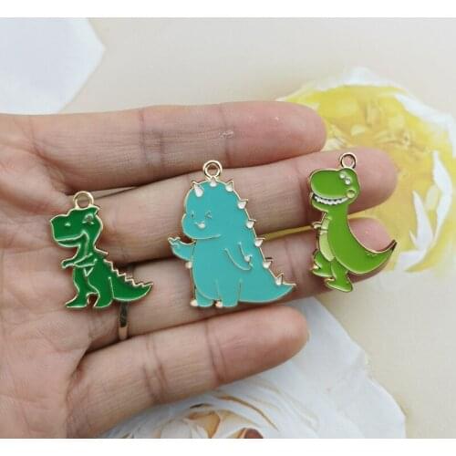10Pcs/Lot Jewelry Accessories Dripping Cartoon Dinosaur Pendant Accessories Necklaces Earrings Pendants Handmade Diy Materials