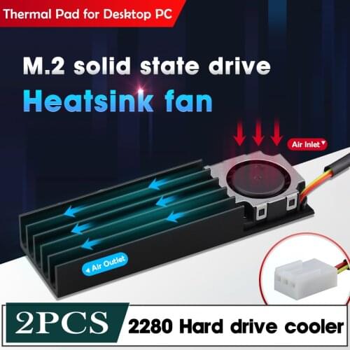 2Pcs M.2 SSD NVMe Heatsink M2 2280 Solid State Hard Disk Aluminum Heatsink Desktop Notebook Radiator NGFF Screw-Free Aluminum