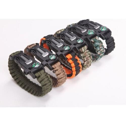 4mm Survival Paracord Bracelet Military Emergency Paracord Tools 550IBS Paracord Camping Hiking Rscue Hand Rope Compass Whistle