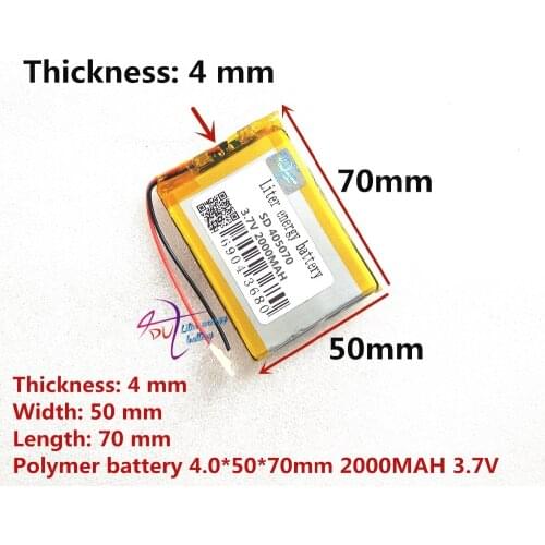405070 3.7V 2000mAH 385070 405068 PLIB; polymer lithium ion / Li-ion battery for GPS,mp3,mp4,mp5,dvd,bluetooth,model toy