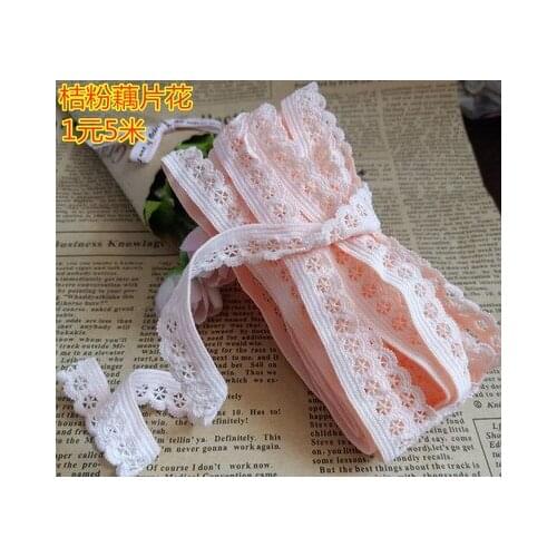 5 Meters/1cm High Quality Light Pink Elastic Lace Trim Ribbon For Sewing Crafts Decoration Lace Handmade Accessories DIY
