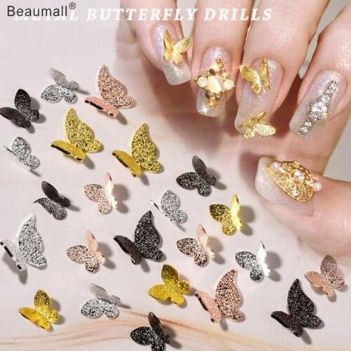 50pcs/lot, 3d Nail Art Metal Butterflys For Nail Tips Decorations