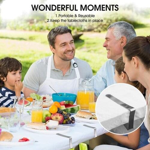 6Pcs/Bag Durable Table Clamp Anti-deform Stainless Steel Smooth Easy Use Rustproof Tablecloth Clip Heavy Picnic Table Clamp
