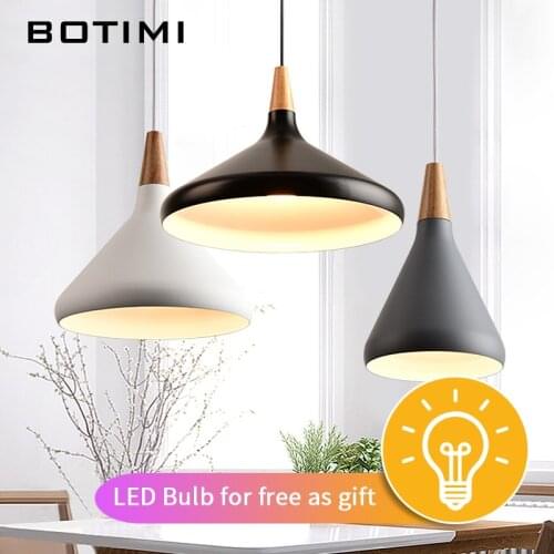 BOTIMI Modern Pendant Lights For Dining Kitchen Lampadario Vintage Gray Metal Hanging Lamp Restaurant Luminaria Light Fixture