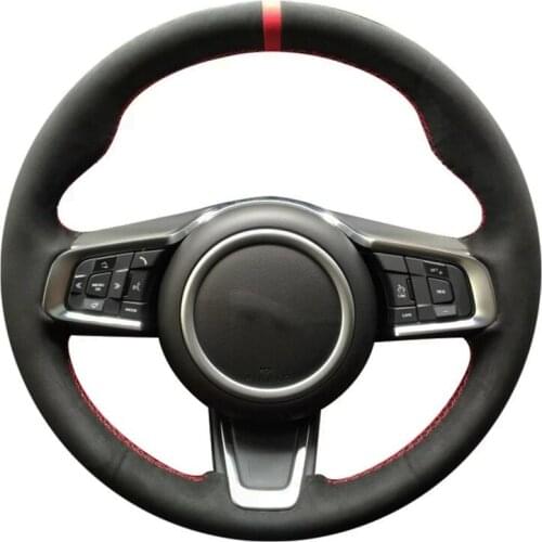 Car Steering Wheel Cover Soft Black Suede For Jaguar E-Pace 2017-2019 XE XEL 2015-2019 F-Pace XF XFL 2016 2017 2018 2019