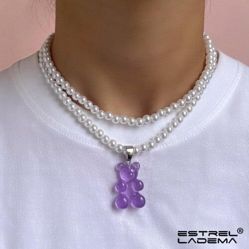 Boho Candy Color Flower Irregular Pearl Letter Beaded Necklace For Women Star Butterfly Crystal Beads Choker Necklaces Jewelry