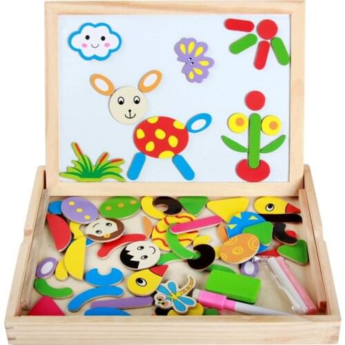 Montessori Toys Children Early Educational Learning Puzzle Wooden Toys for Children Magnetic Stickers Preschool Teaching Aids
