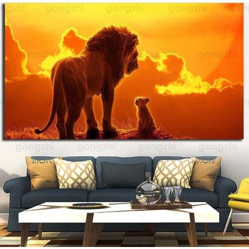 Famous Cartoon Cartoon Lion King Art Poster Hd Animal Canvas Painting Modern Printing Mural Home Decoration Wall Childrens Room