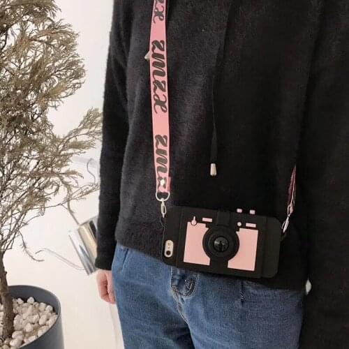 Camera for IPhone 11/12promax 6/7/8plus Mini Card Wallet Mobile Phone Case for IPhone XSMax XR Lanyard Silicone Sleeve