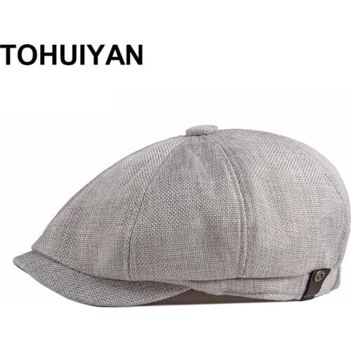 Classic Linen Berets Hats for Men Summer Breathable Newsboy Caps Boina Hombre Gatsby Hat Casual Women Gorras Para Mujer Flat Cap